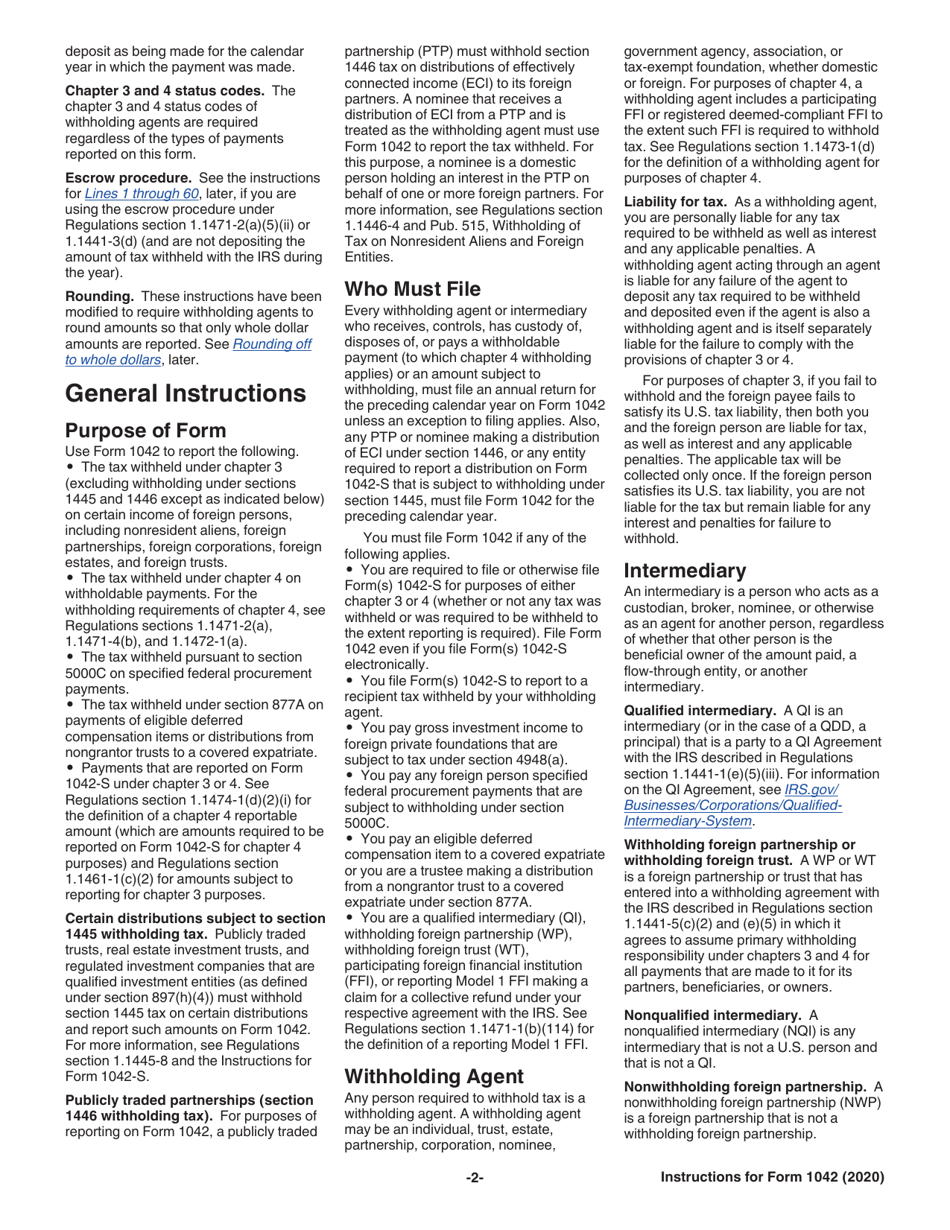 Instructions for IRS Form 1042 Annual Withholding Tax Return for U.S. Source Income of Foreign Persons, Page 2
