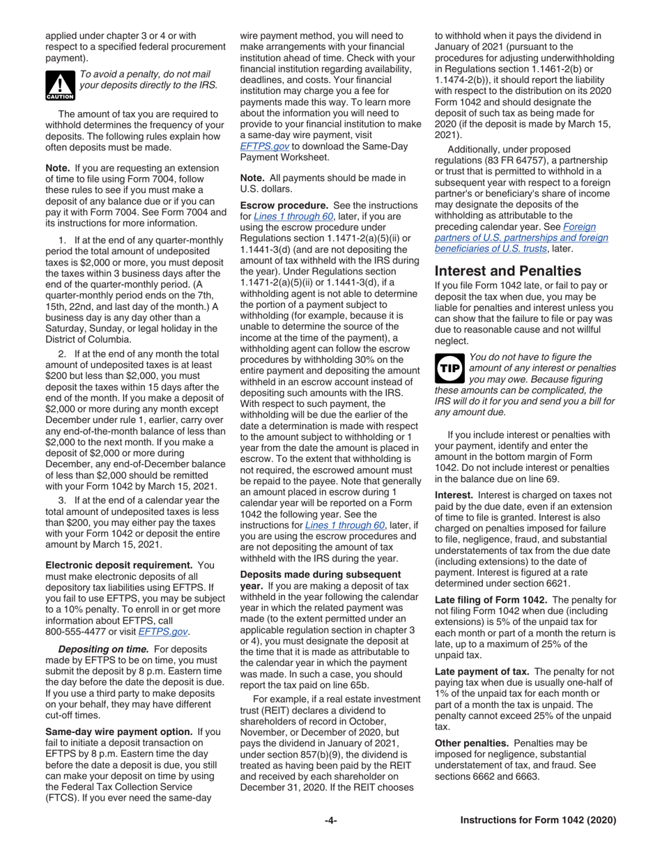 Instructions for IRS Form 1042 Annual Withholding Tax Return for U.S. Source Income of Foreign Persons, Page 4