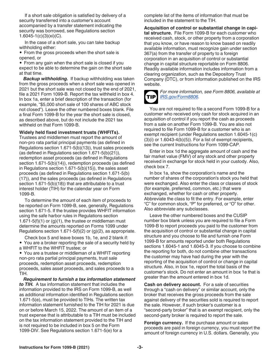 Instructions for IRS Form 1099-B Proceeds From Broker and Barter Exchange Transactions, Page 3