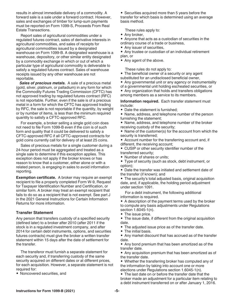 Instructions for IRS Form 1099-B Proceeds From Broker and Barter Exchange Transactions, Page 5