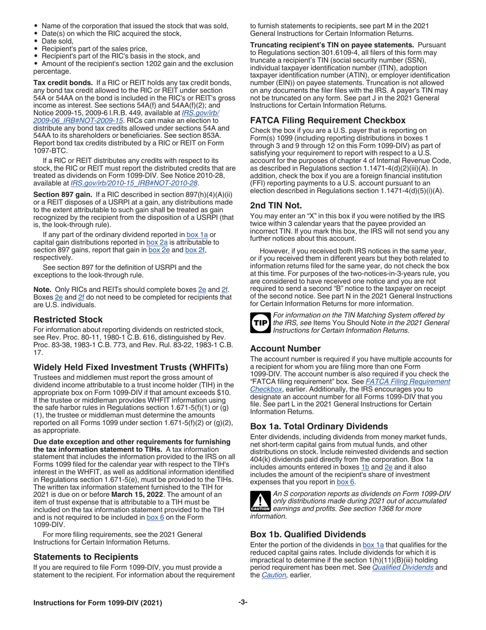 Instructions for IRS Form 1099-DIV Dividends and Distributions, Page 3