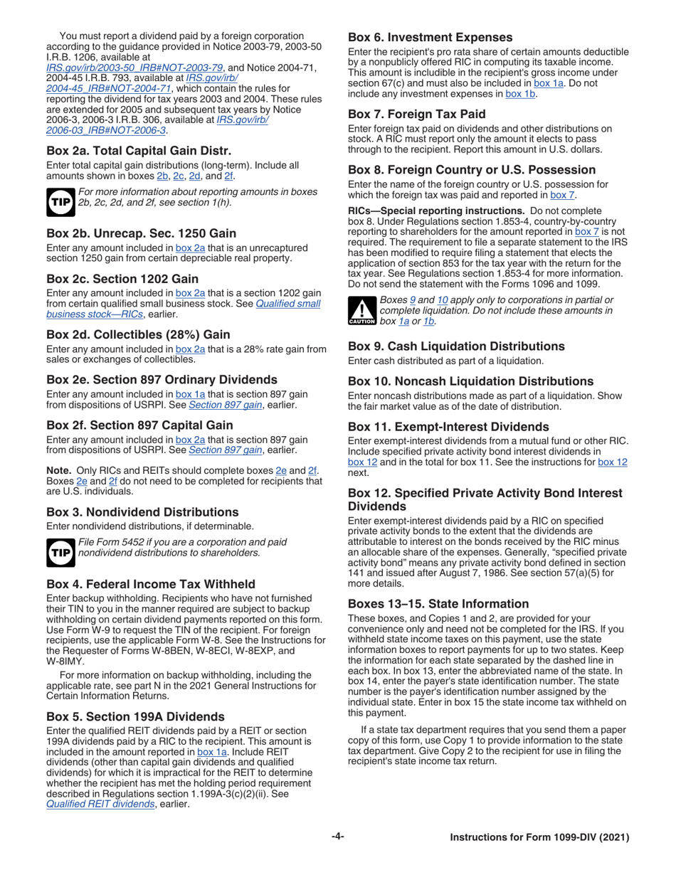 Instructions for IRS Form 1099-DIV Dividends and Distributions, Page 4