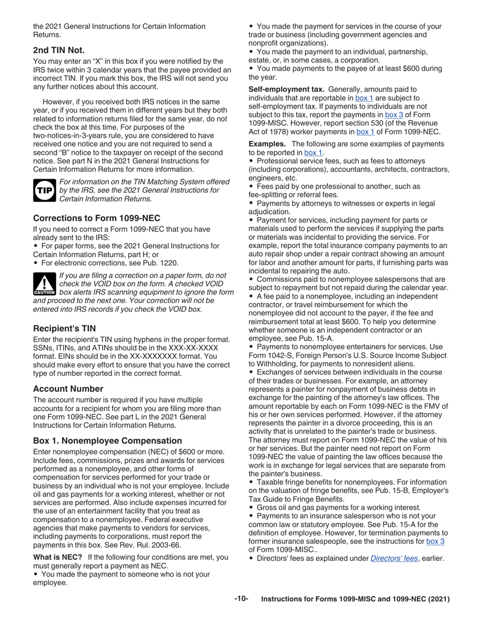 Instructions for IRS Form 1099-MISC, 1099-NEC, Page 10