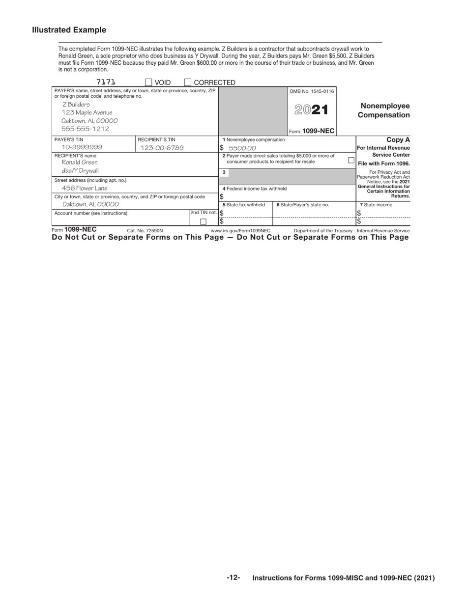 Download Instructions for IRS Form 1099MISC, 1099NEC PDF, 2021