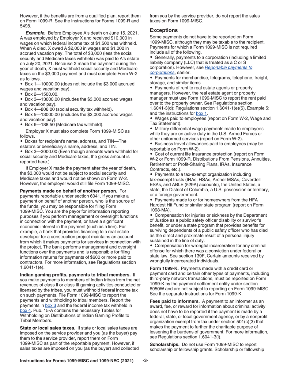 Instructions for IRS Form 1099-MISC, 1099-NEC, Page 3
