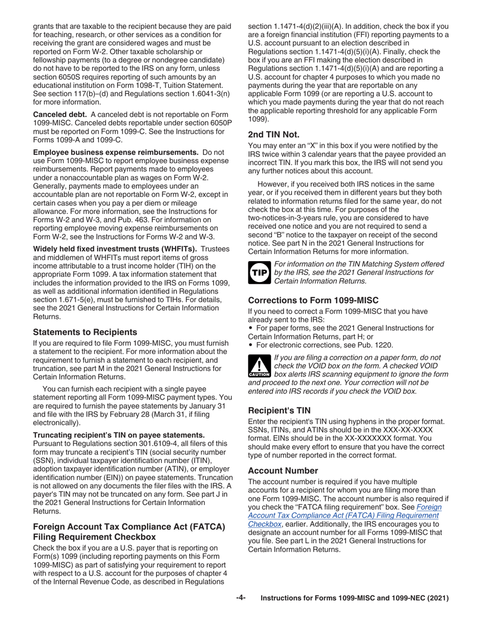 Instructions for IRS Form 1099-MISC, 1099-NEC, Page 4