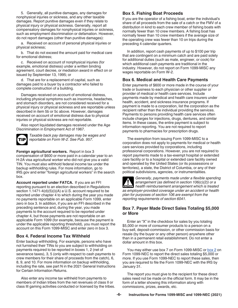 Instructions for IRS Form 1099-MISC, 1099-NEC, Page 6