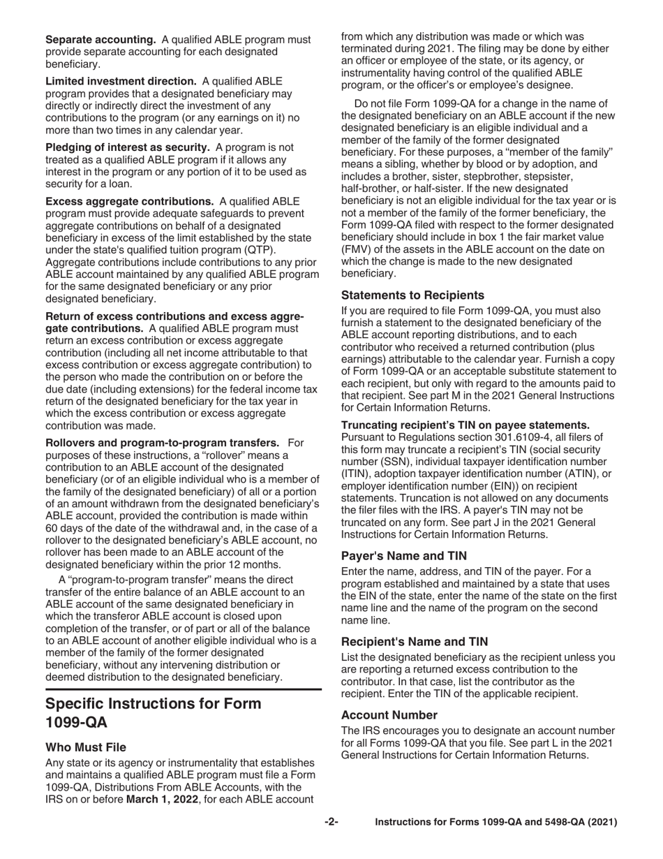 Instructions for IRS Form 1099-QA, 5498-QA, Page 2