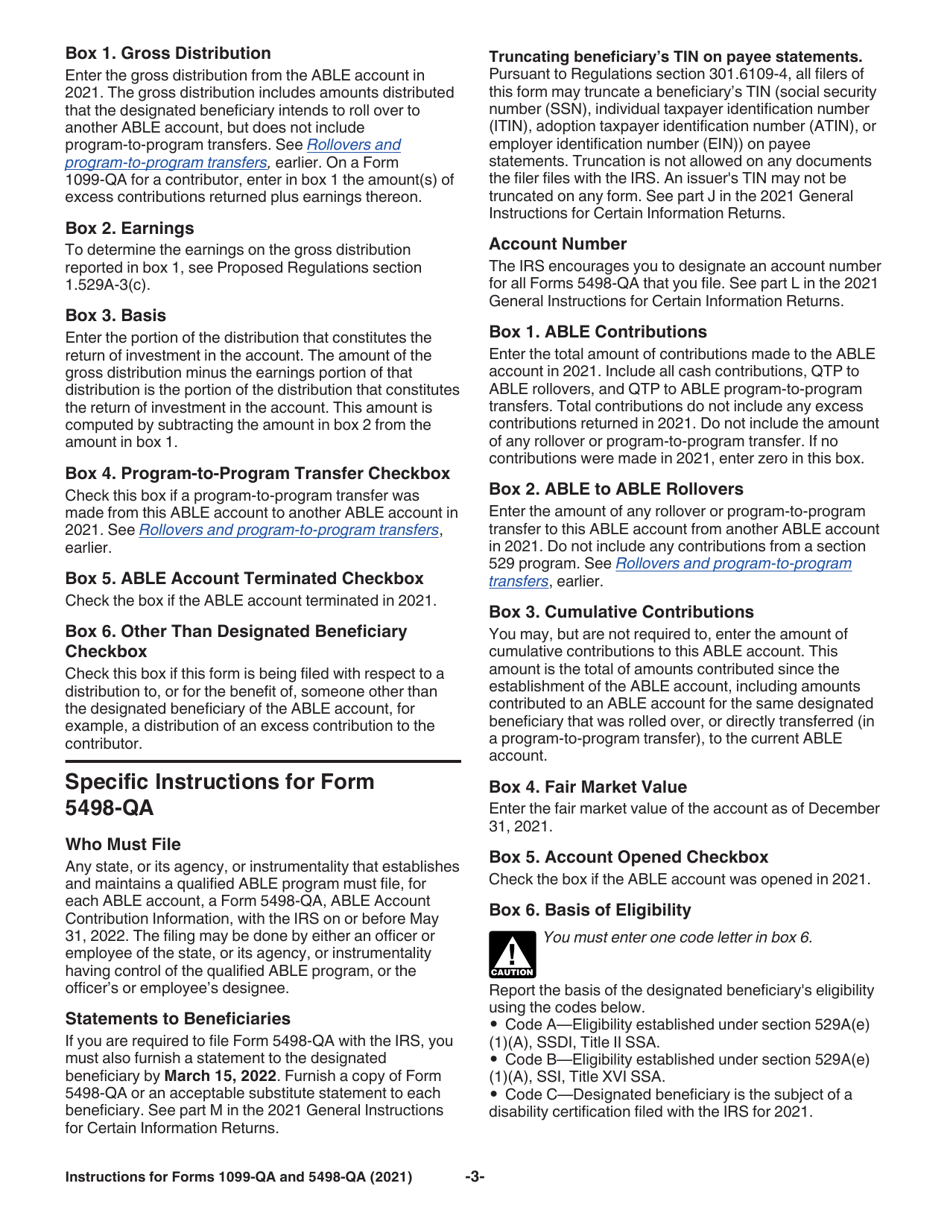 Instructions for IRS Form 1099-QA, 5498-QA, Page 3