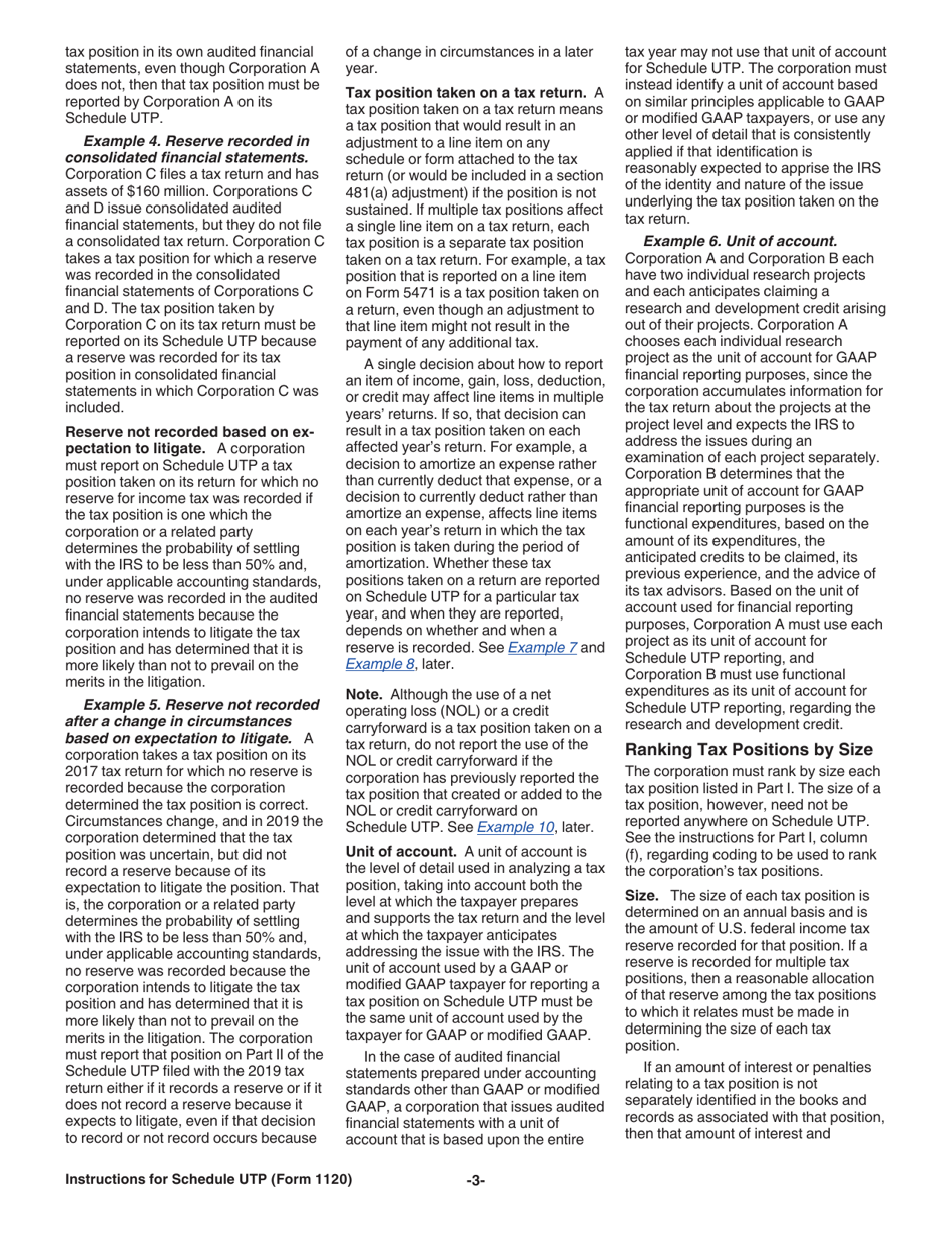 Instructions for IRS Form 1120 Schedule UTP Uncertain Tax Position Statement, Page 4