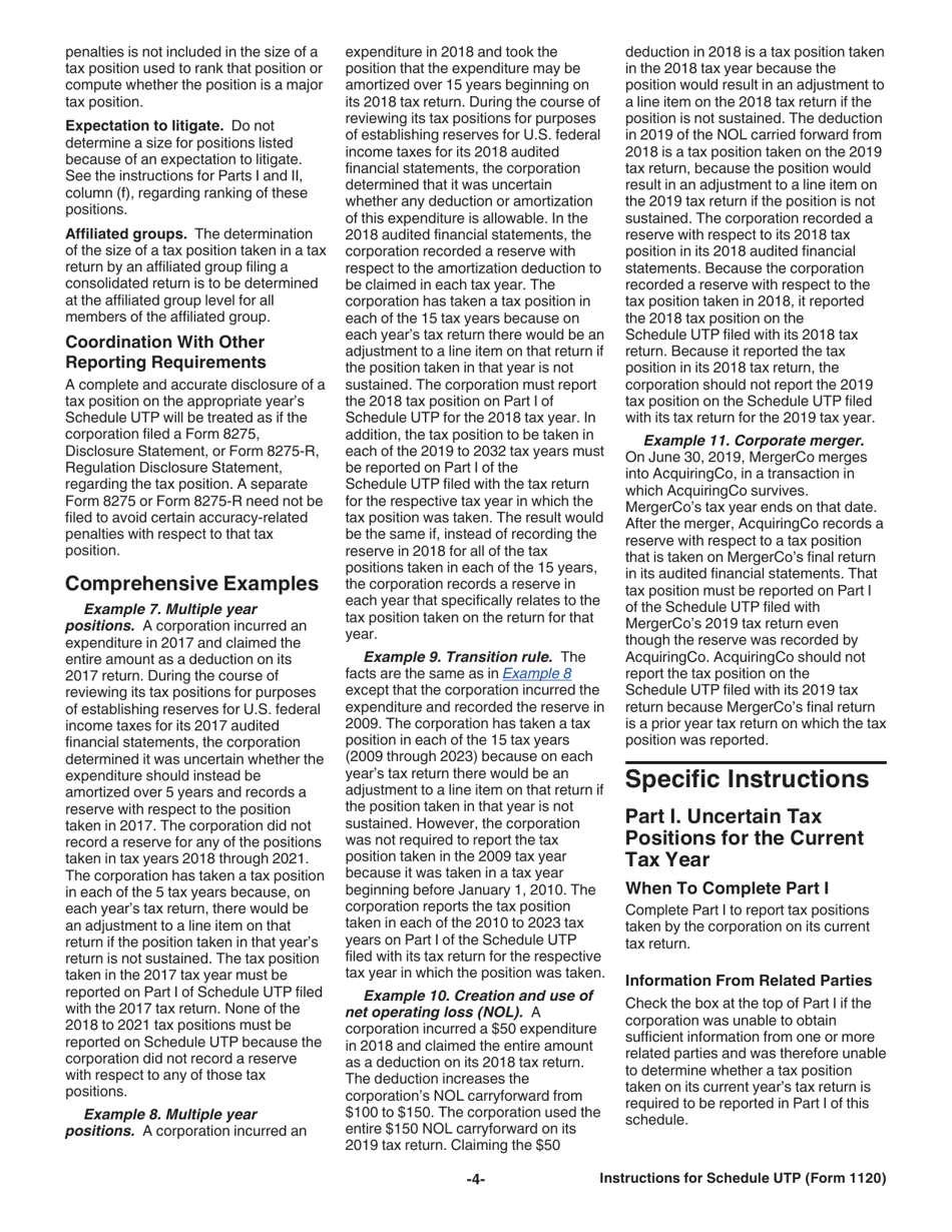 Instructions for IRS Form 1120 Schedule UTP Uncertain Tax Position Statement, Page 5