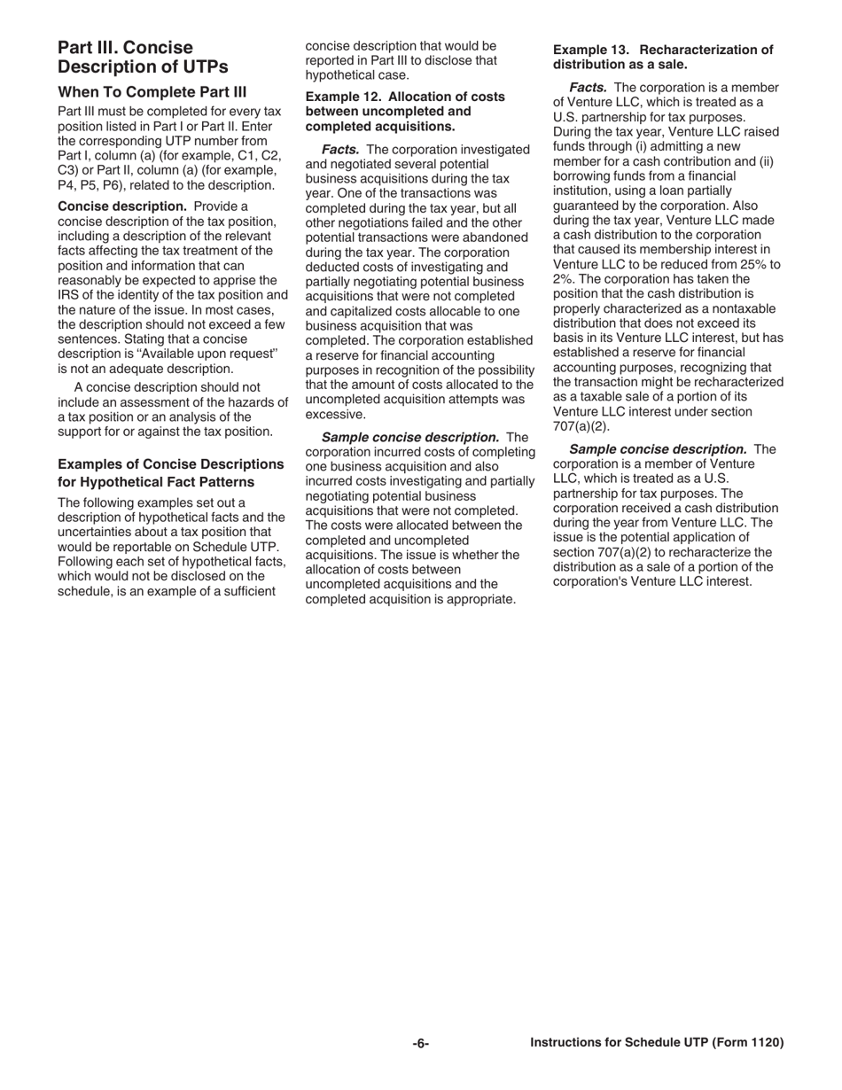 Instructions for IRS Form 1120 Schedule UTP Uncertain Tax Position Statement, Page 7