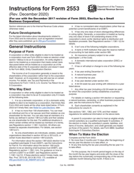 Document preview: Instructions for IRS Form 2553 Election by a Small Business Corporation