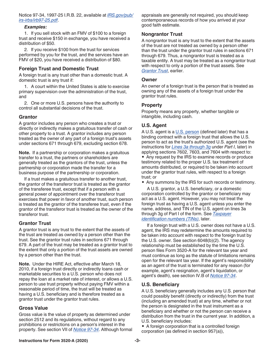 Instructions for IRS Form 3520-A Annual Information Return of Foreign Trust With a U.S. Owner, Page 3