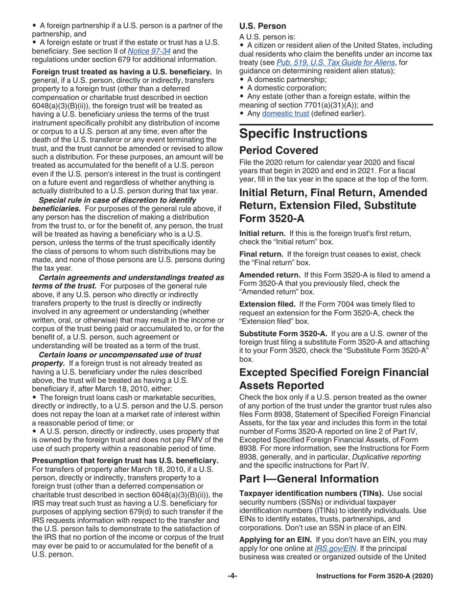 Instructions for IRS Form 3520-A Annual Information Return of Foreign Trust With a U.S. Owner, Page 4