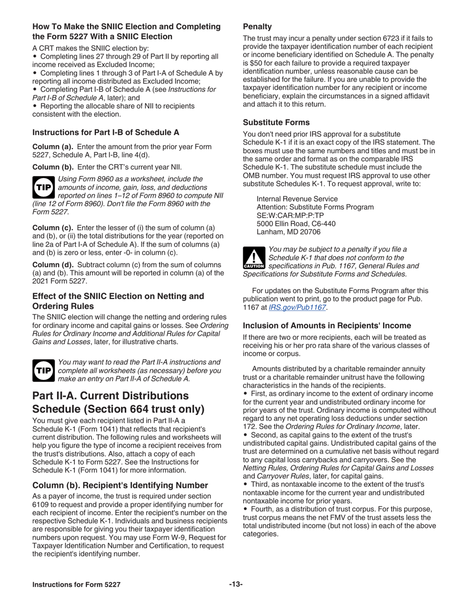 Instructions for IRS Form 5227 Split-Interest Trust Information Return, Page 13