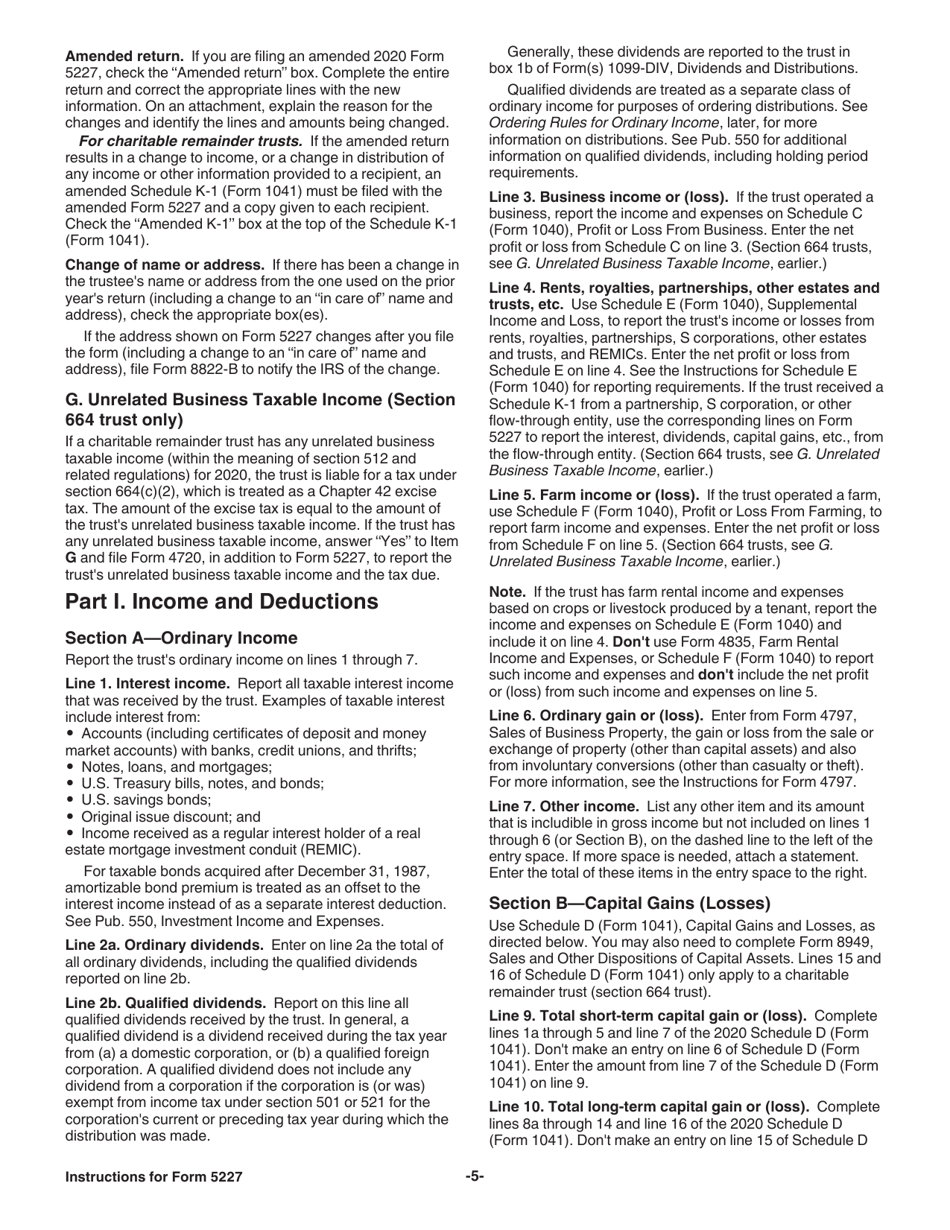Instructions for IRS Form 5227 Split-Interest Trust Information Return, Page 5