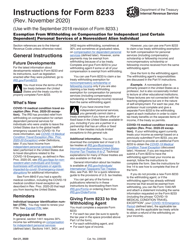 Instructions for IRS Form 8233 Exemption From Withholding on Compensation for Independent (And Certain Dependent) Personal Services of a Nonresident Alien Individual