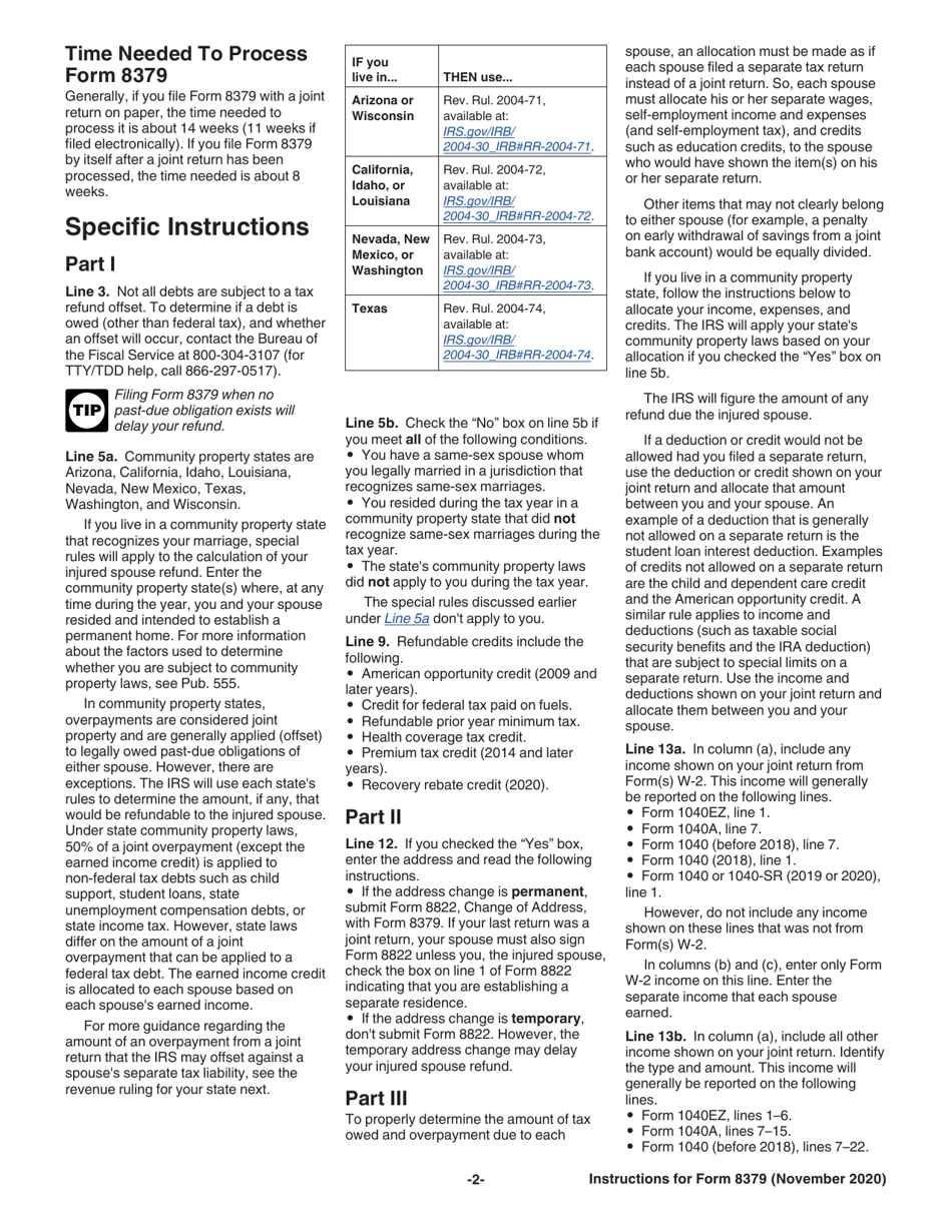 Instructions for IRS Form 8379 Injured Spouse Allocation, Page 2