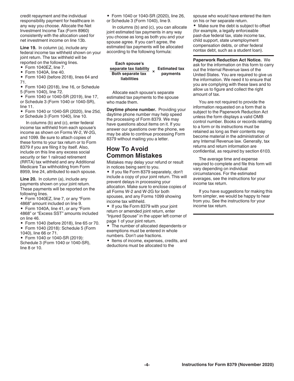 Instructions for IRS Form 8379 Injured Spouse Allocation, Page 4