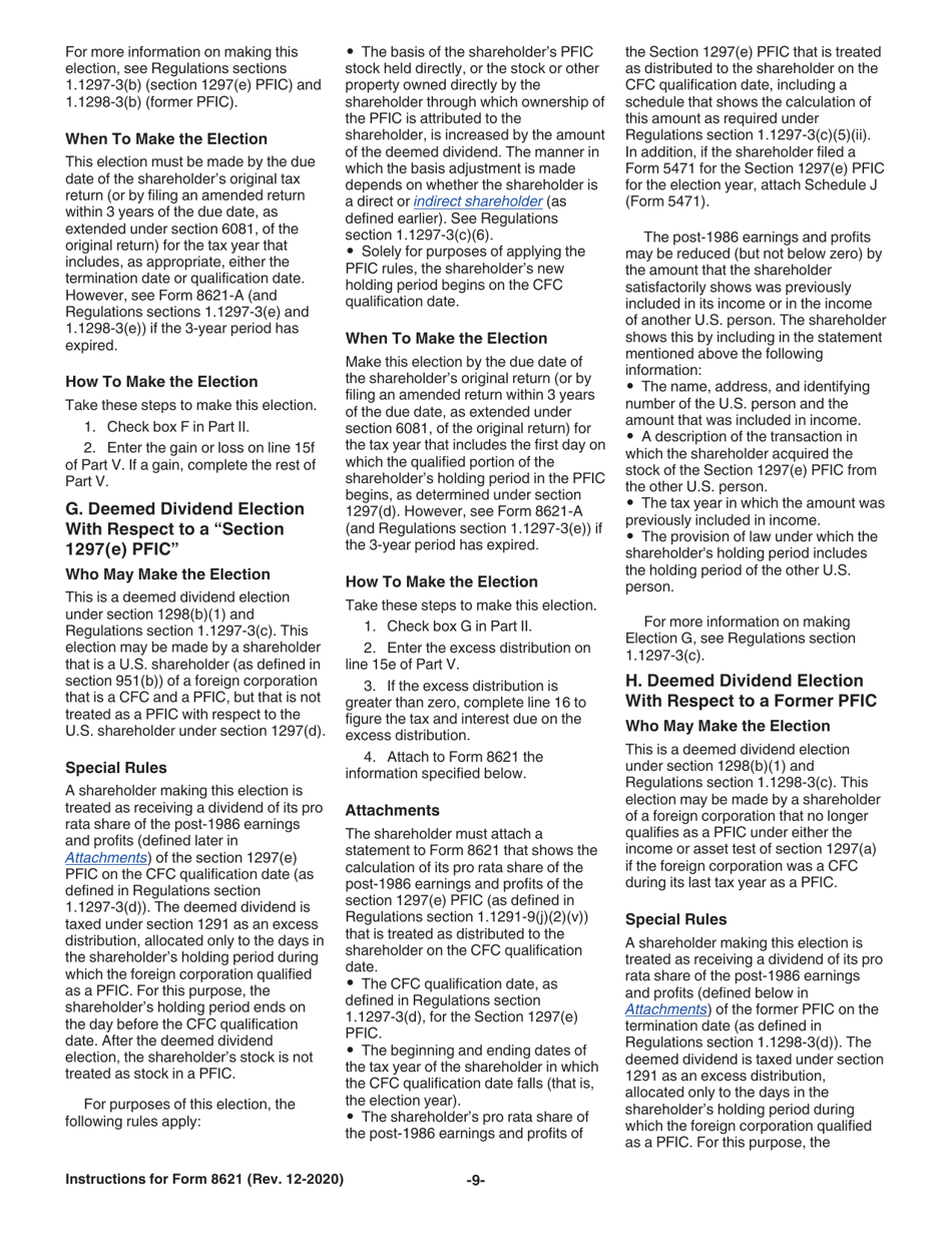 Instructions for IRS Form 8621 Information Return by a Shareholder of a Passive Foreign Investment Company or Qualified Electing Fund, Page 9