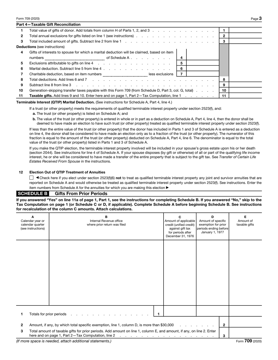 IRS Form 709 United States Gift (And Generation-Skipping Transfer) Tax Return, Page 3