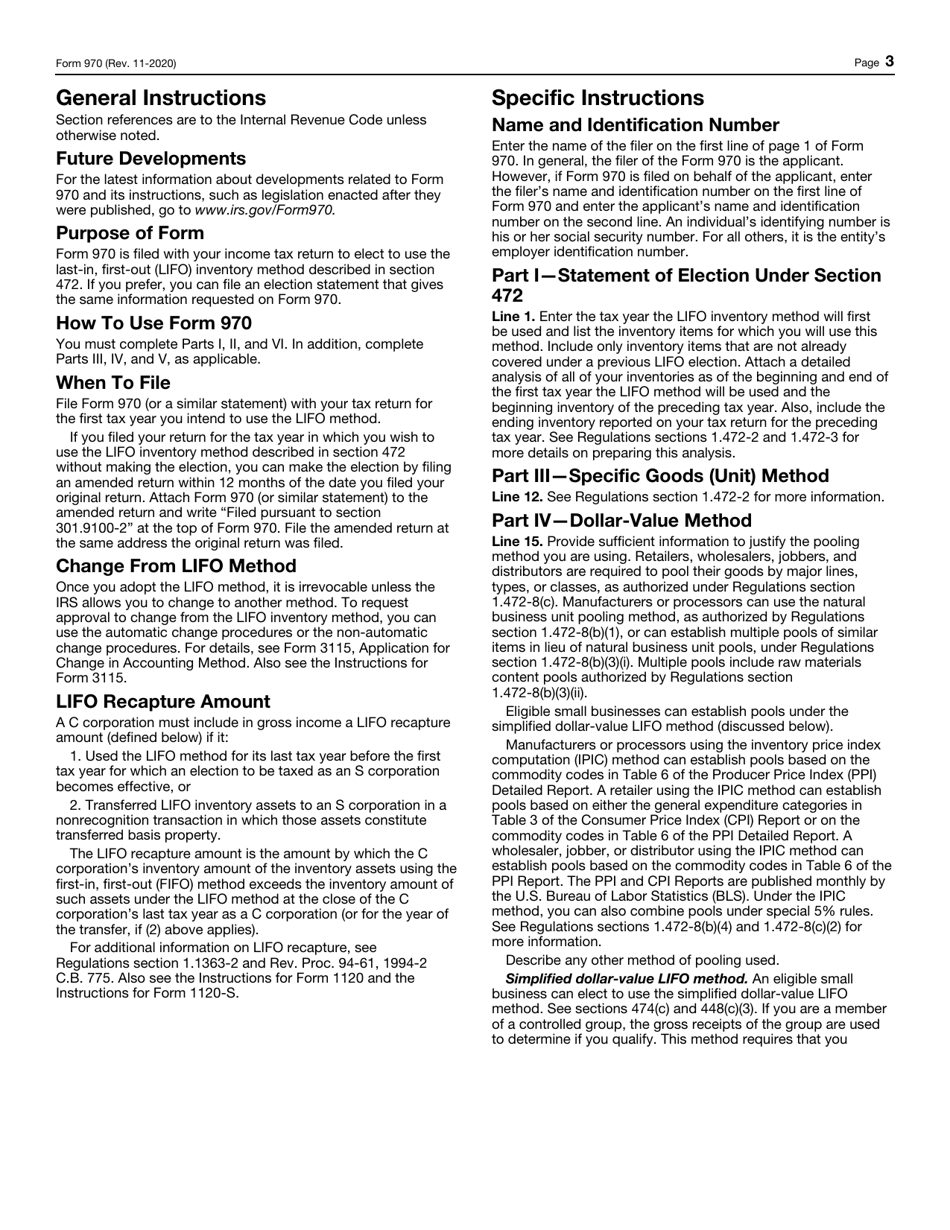 IRS Form 970 Application to Use Lifo Inventory Method, Page 3