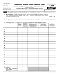 IRS Form 990 Schedule F &quot;Statement of Activities Outside the United States&quot;, 2020