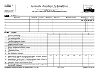Document preview: IRS Form 990 Schedule K Supplemental Information on Tax-Exempt Bonds
