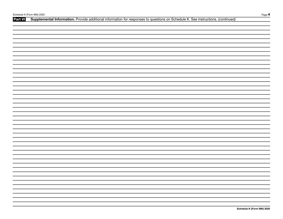 IRS Form 990 Schedule K Supplemental Information on Tax-Exempt Bonds, Page 4