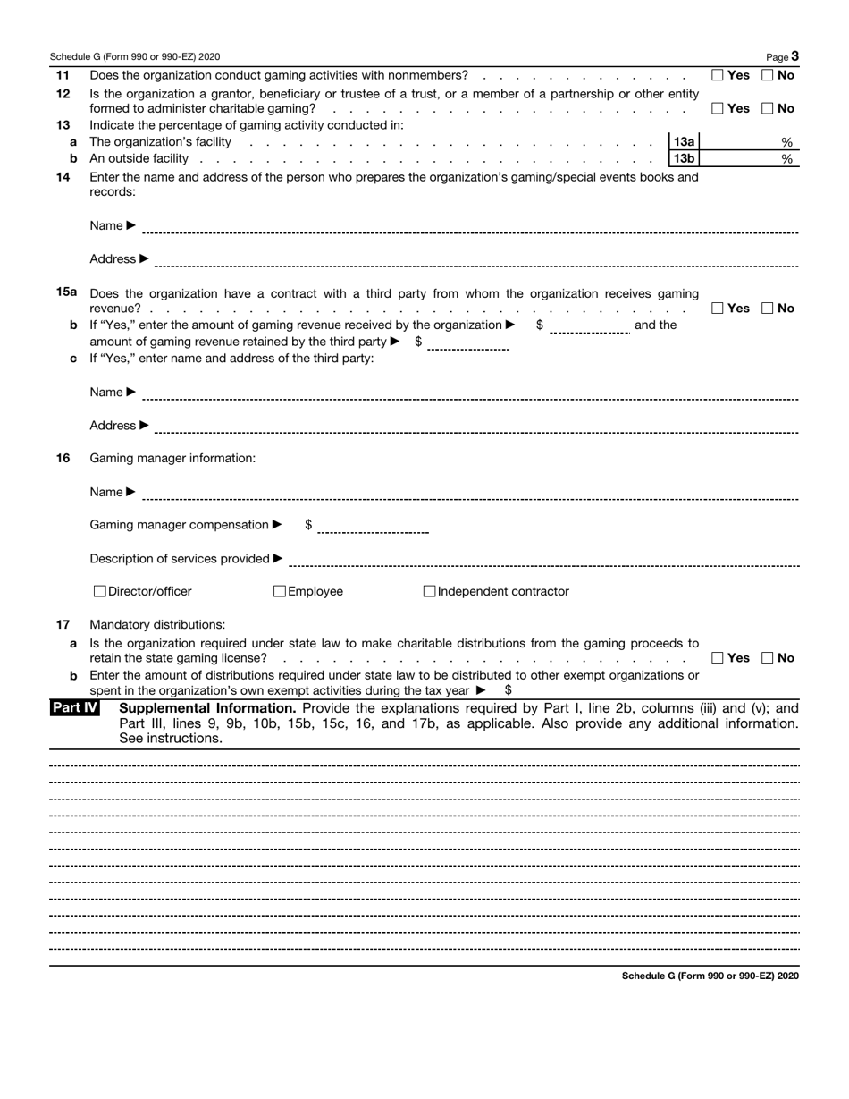 IRS Form 990 (990-EZ) Schedule G Supplemental Information Regarding Fundraising or Gaming Activities, Page 3