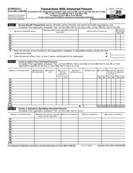 Document preview: IRS Form 990 (990-EZ) Schedule L Transactions With Interested Persons, 2020