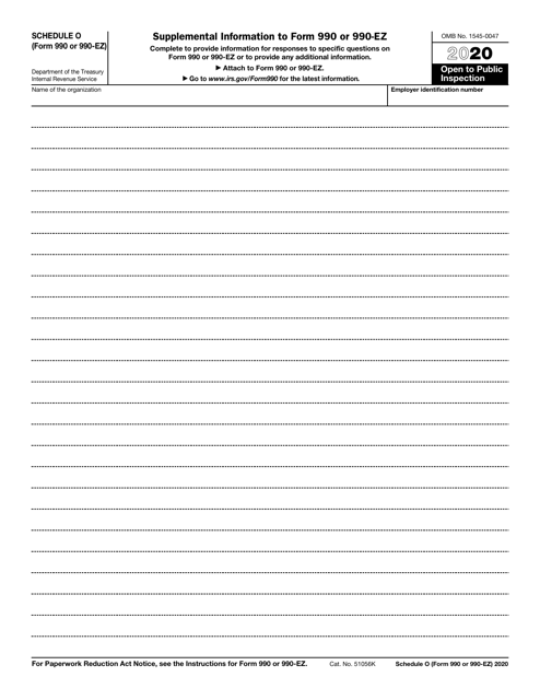 IRS Form 990 (990-EZ) Schedule O Supplemental Information to Form 990 or 990-ez, 2020