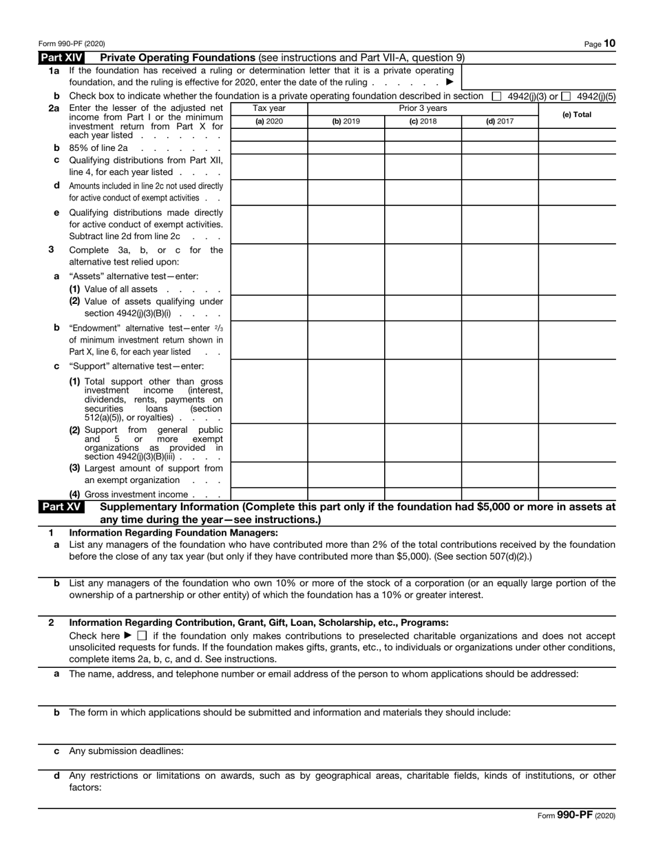 Form 990-PF Return of Private Foundation, Page 10