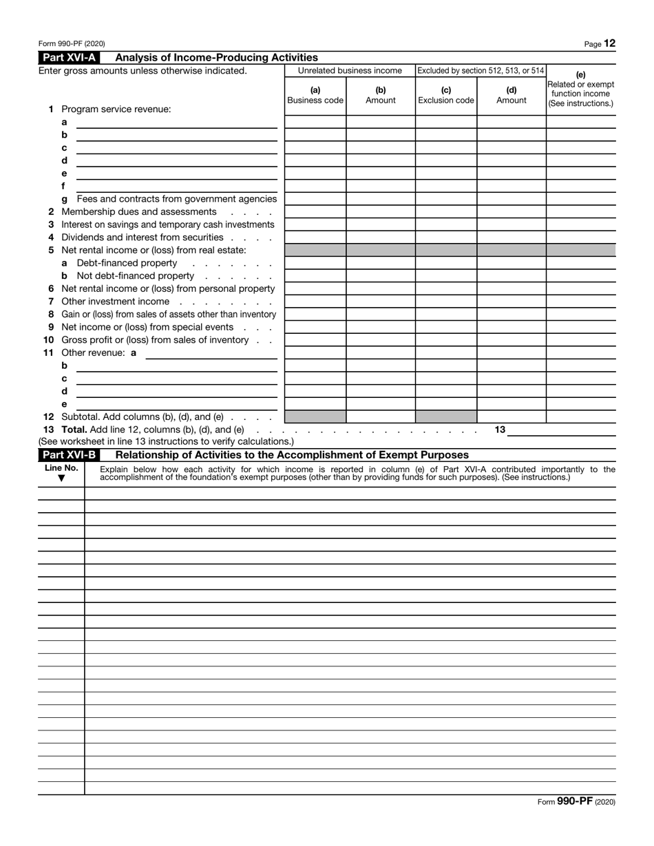 Form 990-PF Return of Private Foundation, Page 12