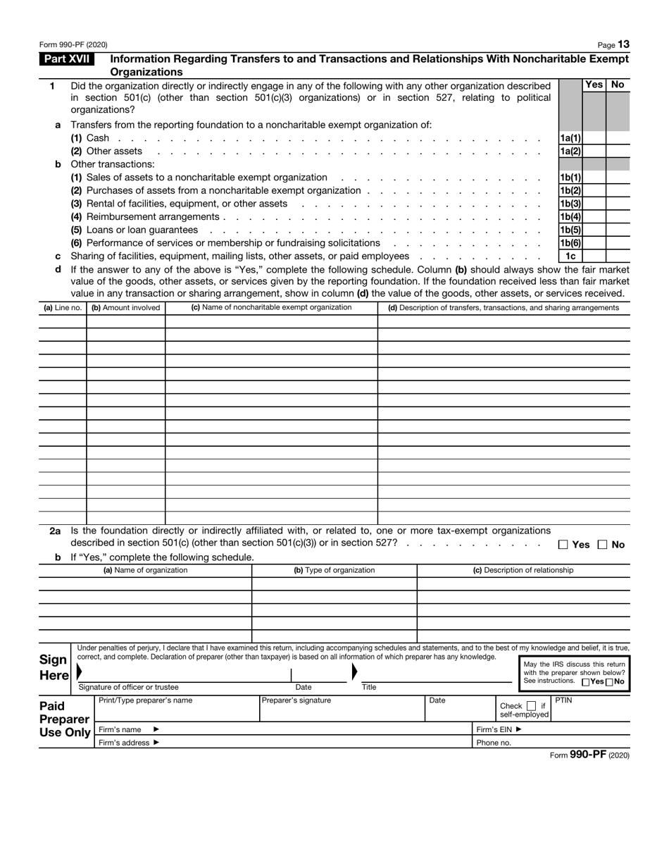Form 990-PF Return of Private Foundation, Page 13