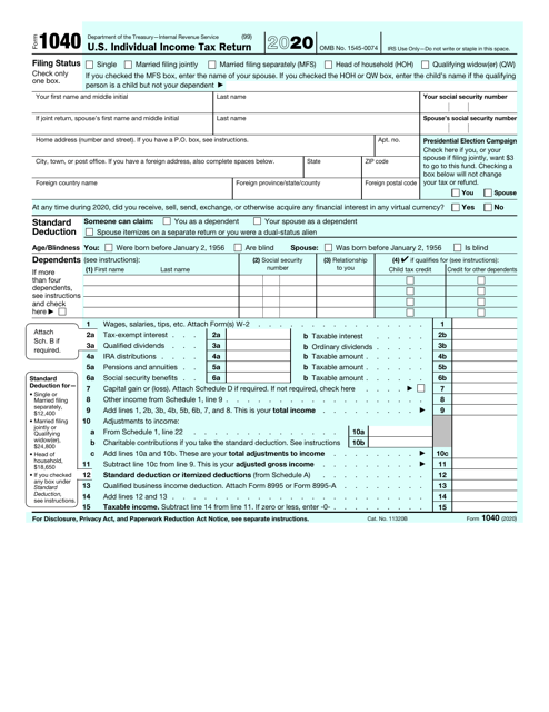 1040 Fillable Form Printable Forms Free Online