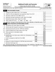 IRS Form 1040 Schedule 3 &quot;Additional Credits and Payments&quot;, 2020