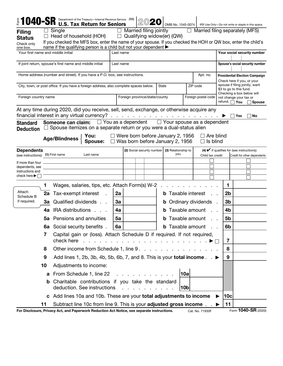 IRS Form 1040 SR Download Fillable PDF or Fill Online U S Tax Return