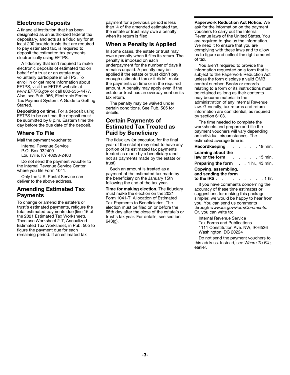 IRS Form 1041-ES Estimated Income Tax for Estates and Trusts, Page 3