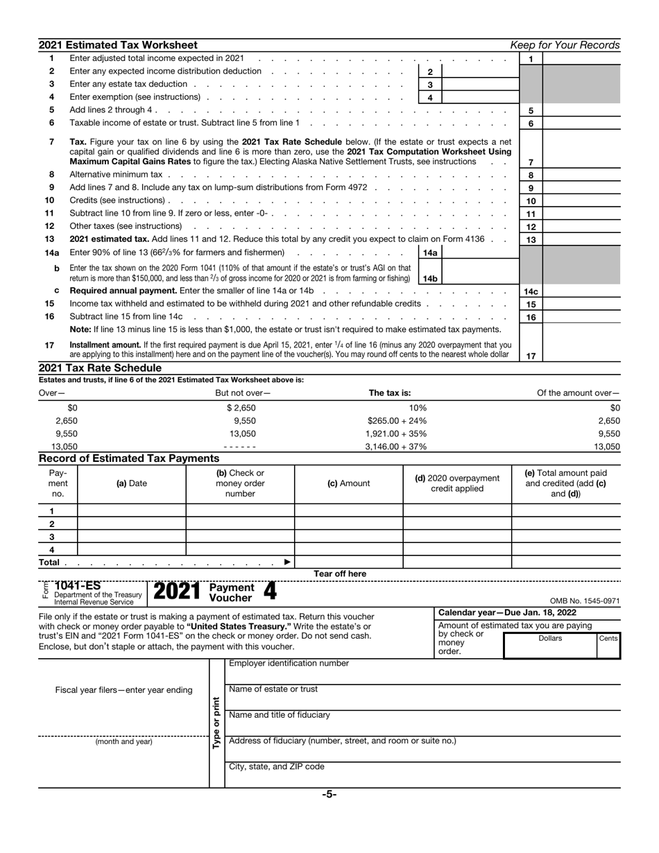IRS Form 1041-ES Estimated Income Tax for Estates and Trusts, Page 5