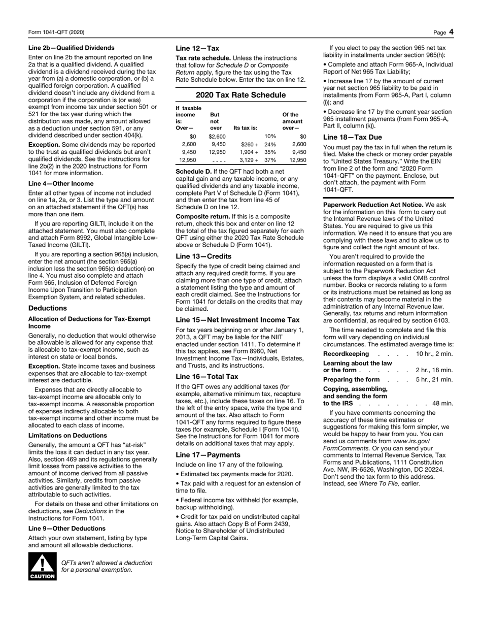 IRS Form 1041-QFT U.S. Income Tax Return for Qualified Funeral Trusts, Page 4