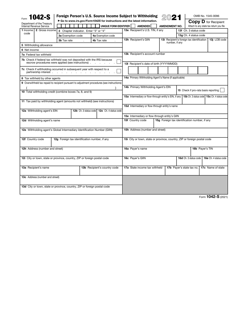 IRS Form 1042-S Foreign Persons U.S. Source Income Subject to Withholding, Page 6