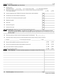 IRS Form 1040 Schedule C Profit or Loss From Business (Sole Proprietorship), Page 2