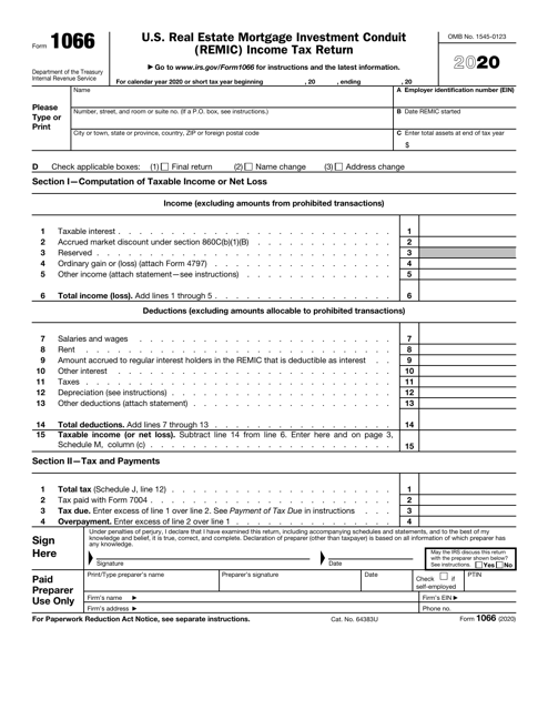 IRS Form 1066 2020 Printable Pdf