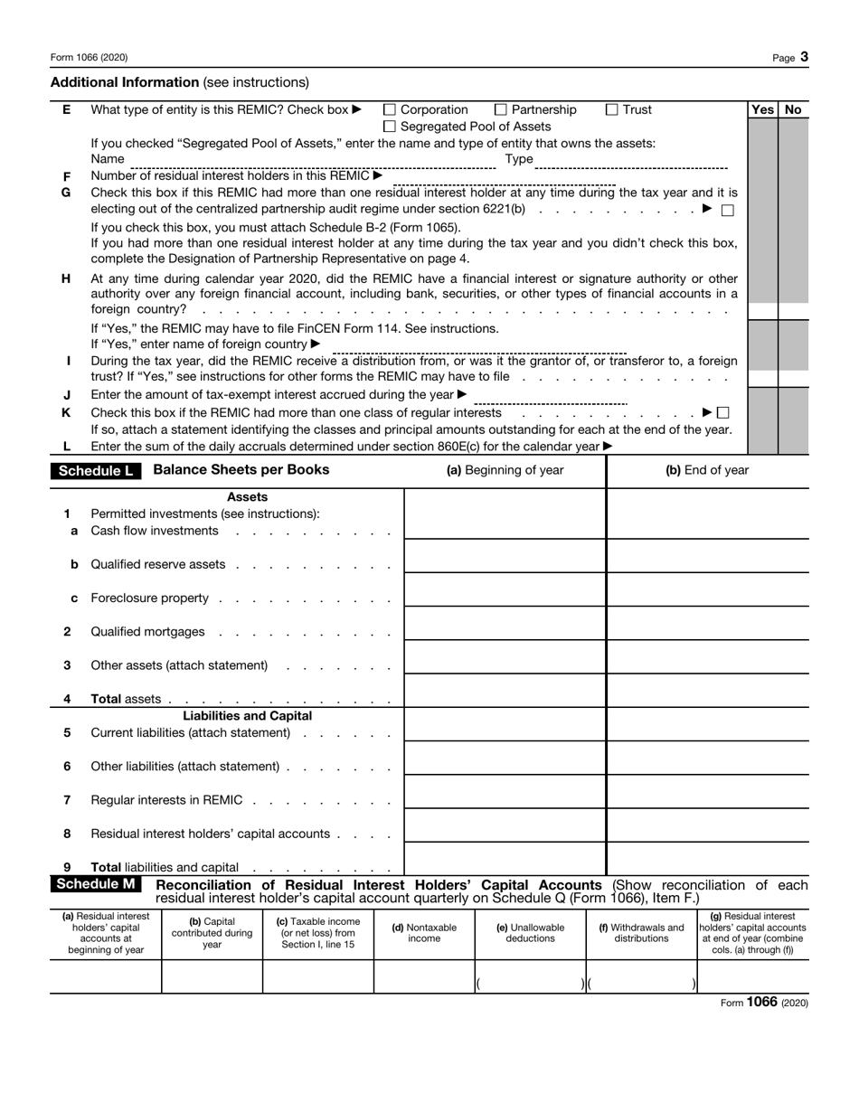 IRS Form 1066 U.S. Real Estate Mortgage Investment Conduit (REMIC) Income Tax Return, Page 3