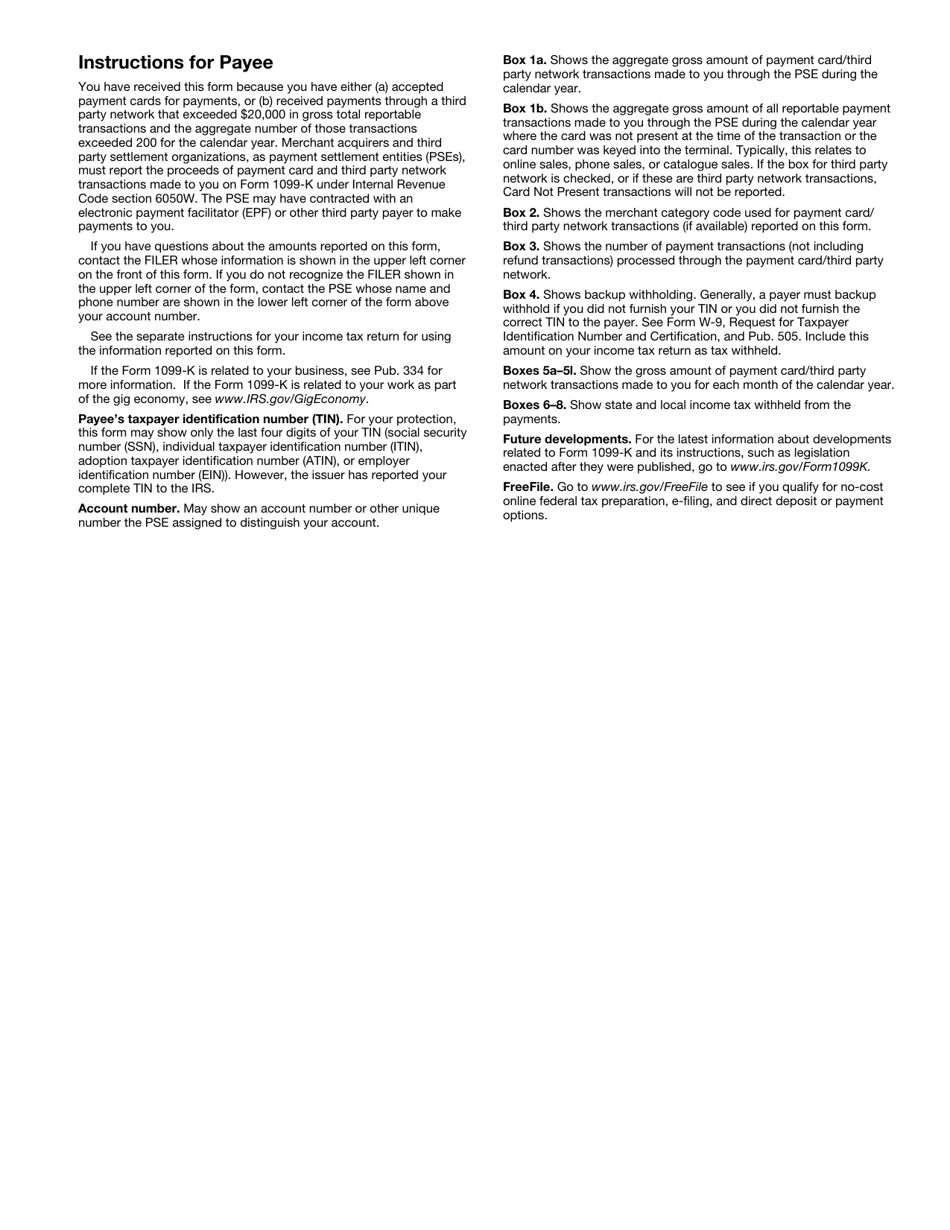 IRS Form 1099-K Payment Card and Third Party Network Transactions, Page 5