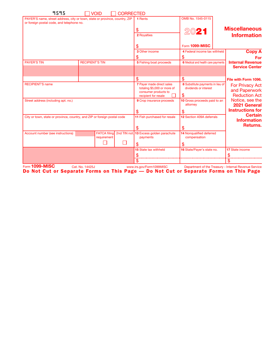 IRS Form 1099-MISC - 2021 - Fill Out, Sign Online and Download Fillable ...