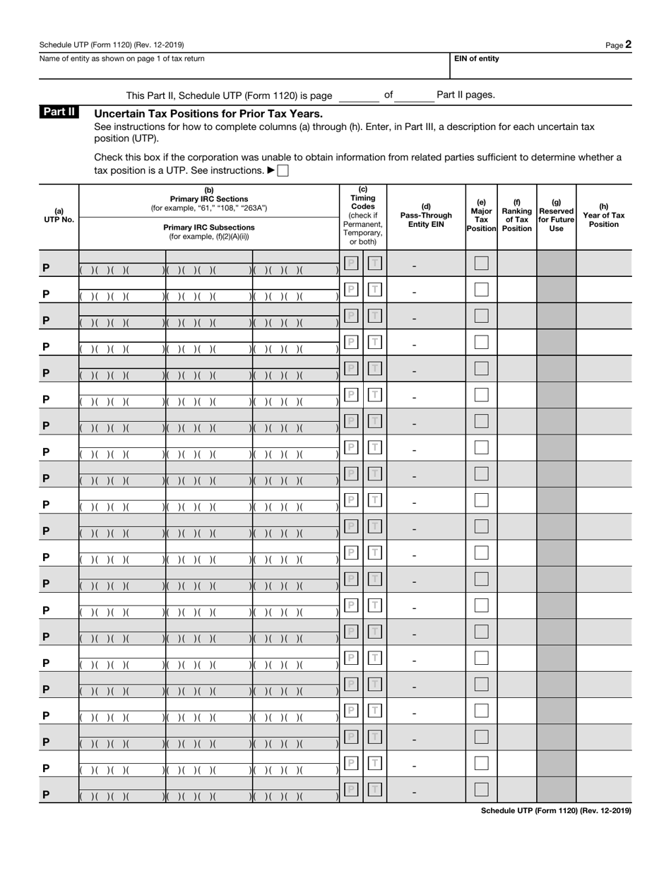 IRS Form 1120 Schedule UTP Uncertain Tax Position Statement, Page 3