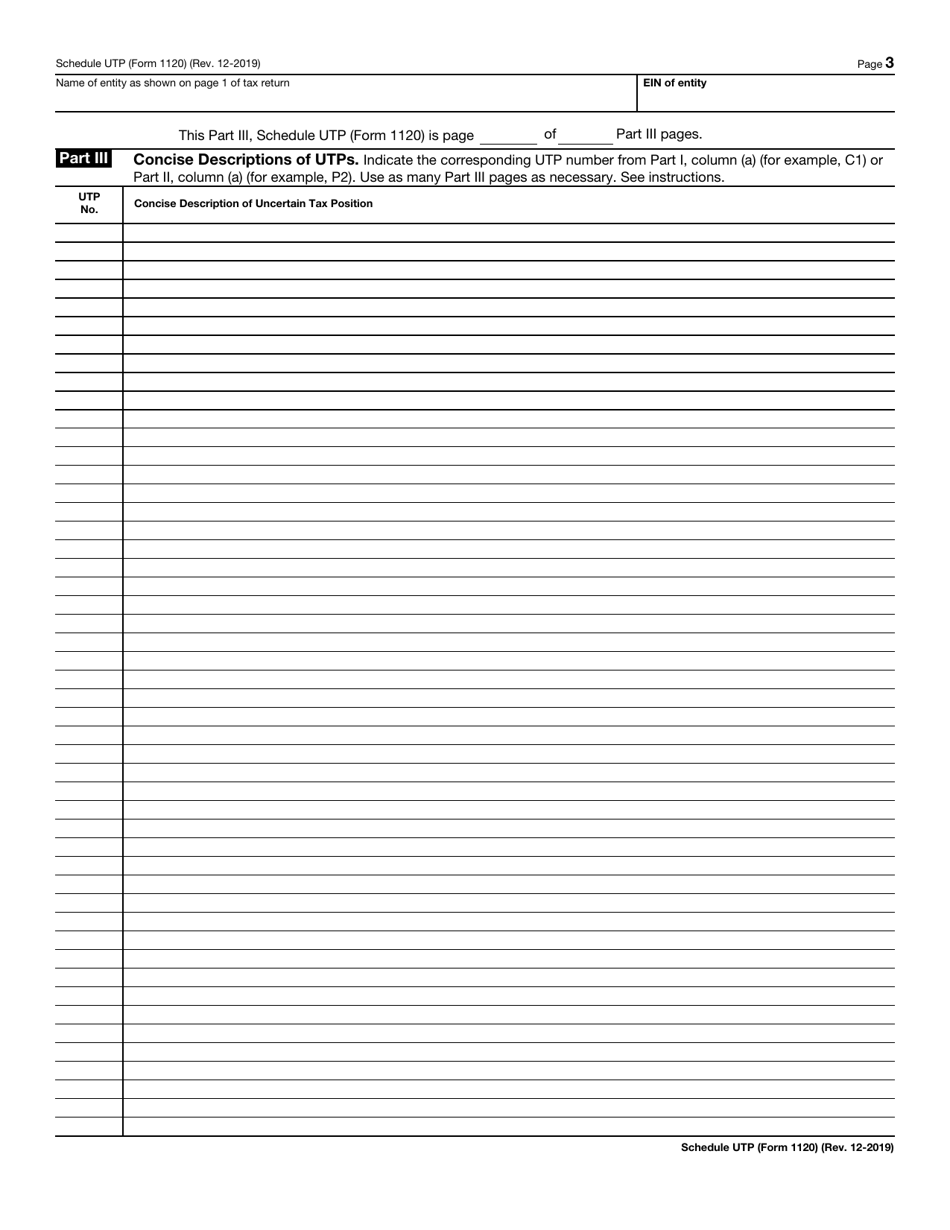 IRS Form 1120 Schedule UTP Uncertain Tax Position Statement, Page 4